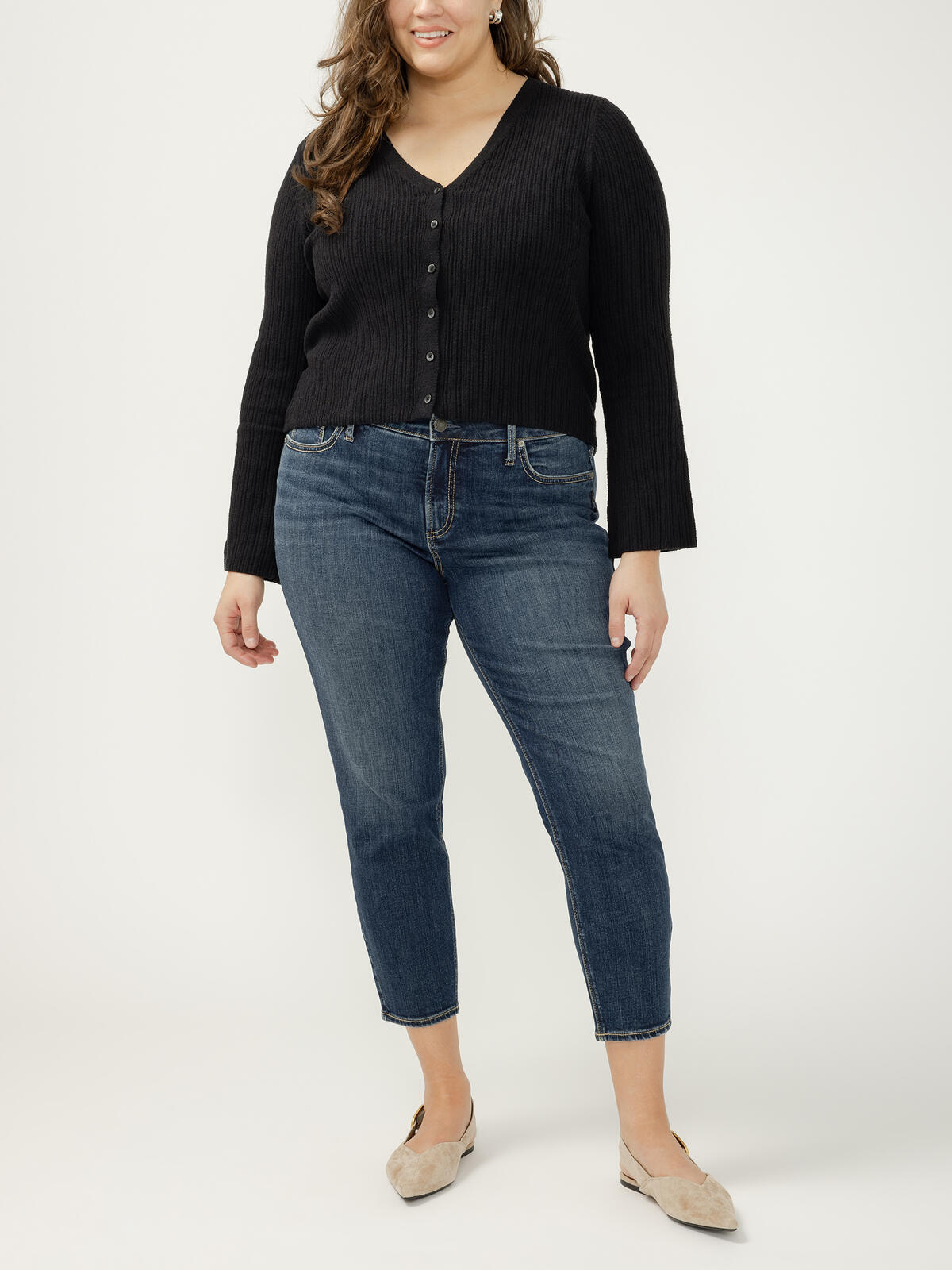 Elyse Mid Rise Skinny Cropped Luxe Stretch Jeans Plus Size image number 0