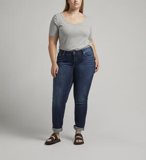Boyfriend Mid Rise Slim Leg Jeans Plus Size