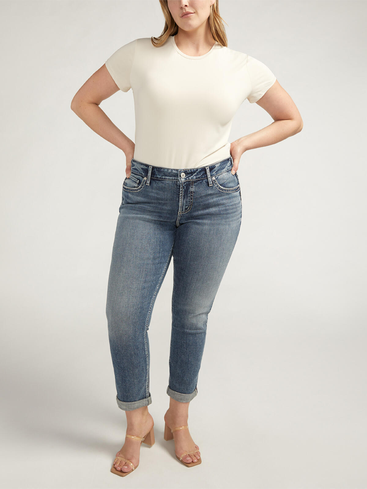 Girlfriend Mid Rise Slim Leg Jeans Plus Size image number 0