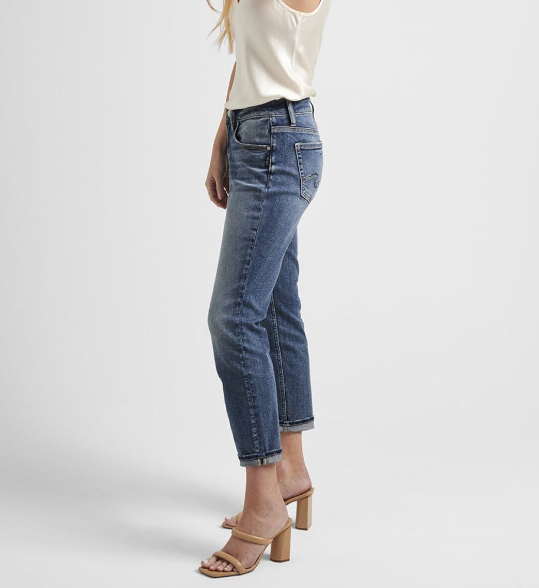Buy Boyfriend Mid Rise Slim Leg Jeans for USD 44.00 | Silver Buy Boyfriend Mid Rise Slim Leg Jeans for USD 44.00 | Silver