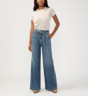 Highly Desirable High Rise Belted Ultra Wide Leg Jeans