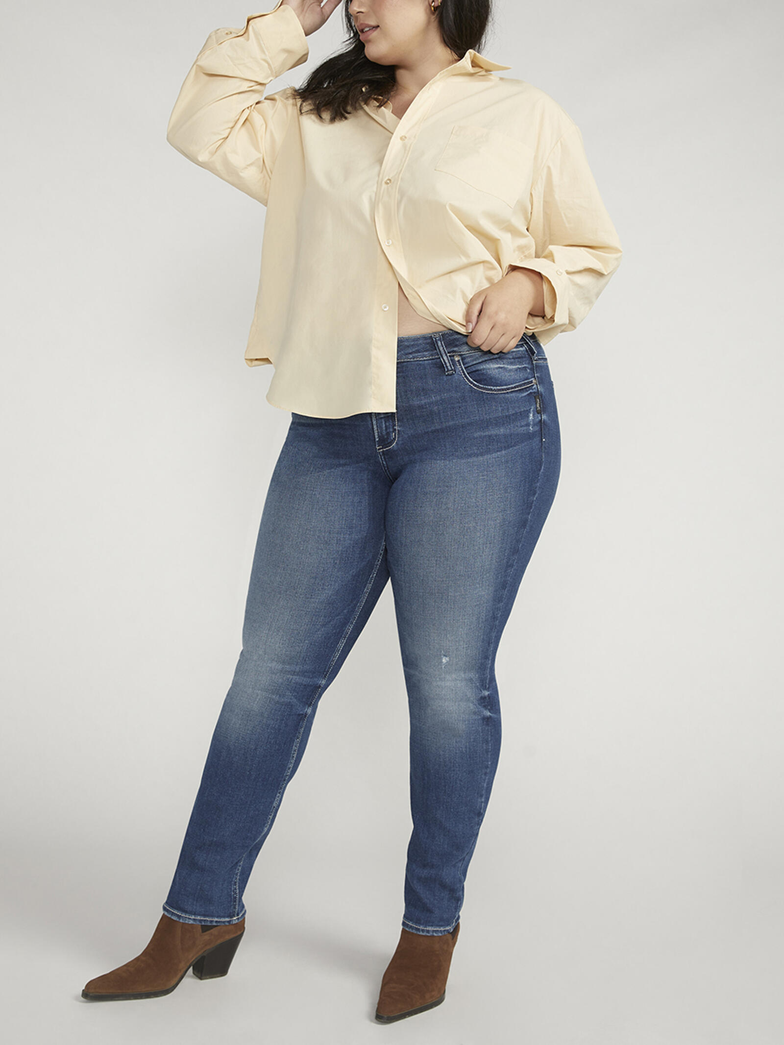 Buy Suki Mid Rise Straight Leg Jeans Plus Size for USD