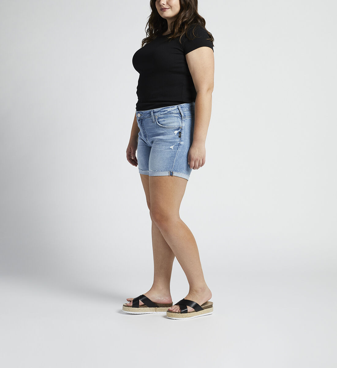 Plus size distressed jean shorts shop