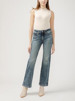 Suki Mid Rise Trouser Leg Jeans