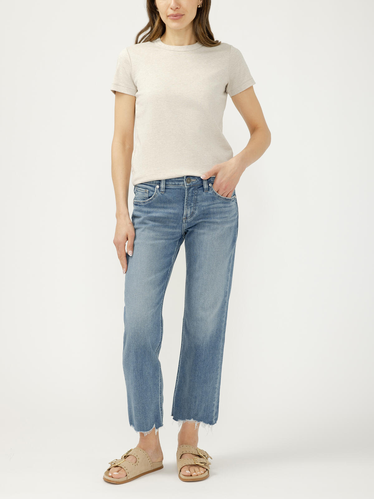 Chelsea Mid Rise Straight Leg Jeans image number 0