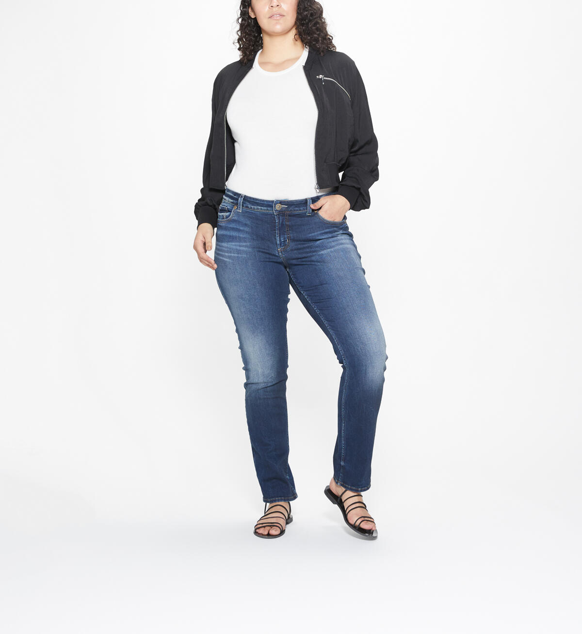 Elyse Straight Mid Rise Dark Wash, , hi-res image number 0