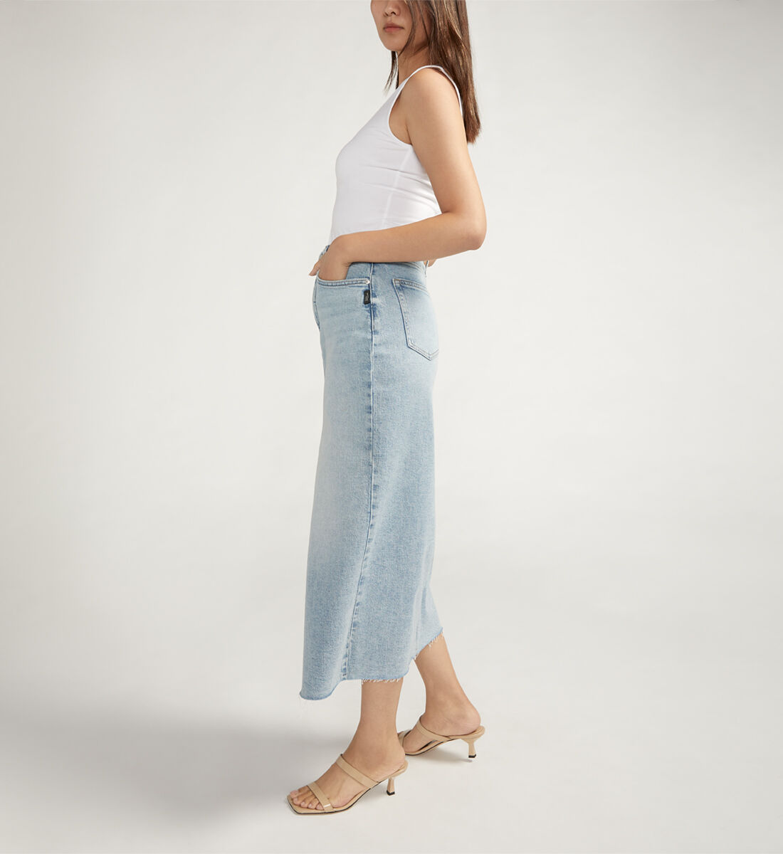 Buy Front Slit Midi Jean Skirt for USD 44.00 Silver Jeans US New