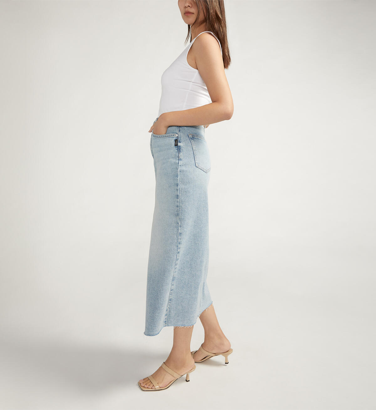 Front-Slit Midi Jean Skirt, , hi-res image number 2