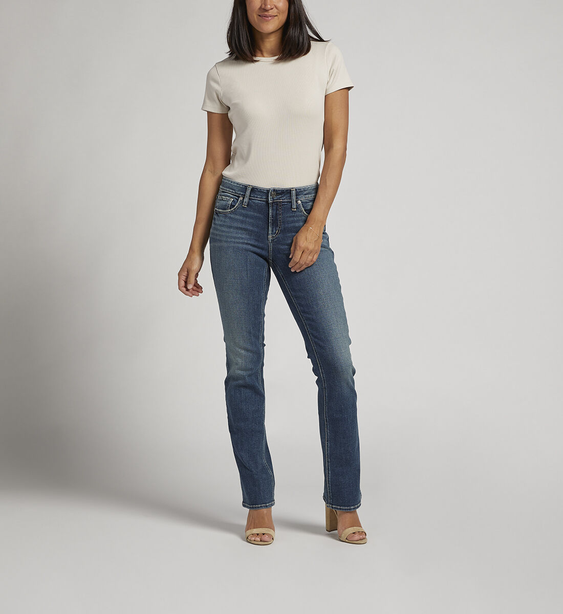 Buy Elyse Mid Rise Slim Bootcut Jeans for USD 59.00 Silver Jeans