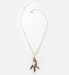 Gold-Tone Braided Feather Necklace, , hi-res image number 0