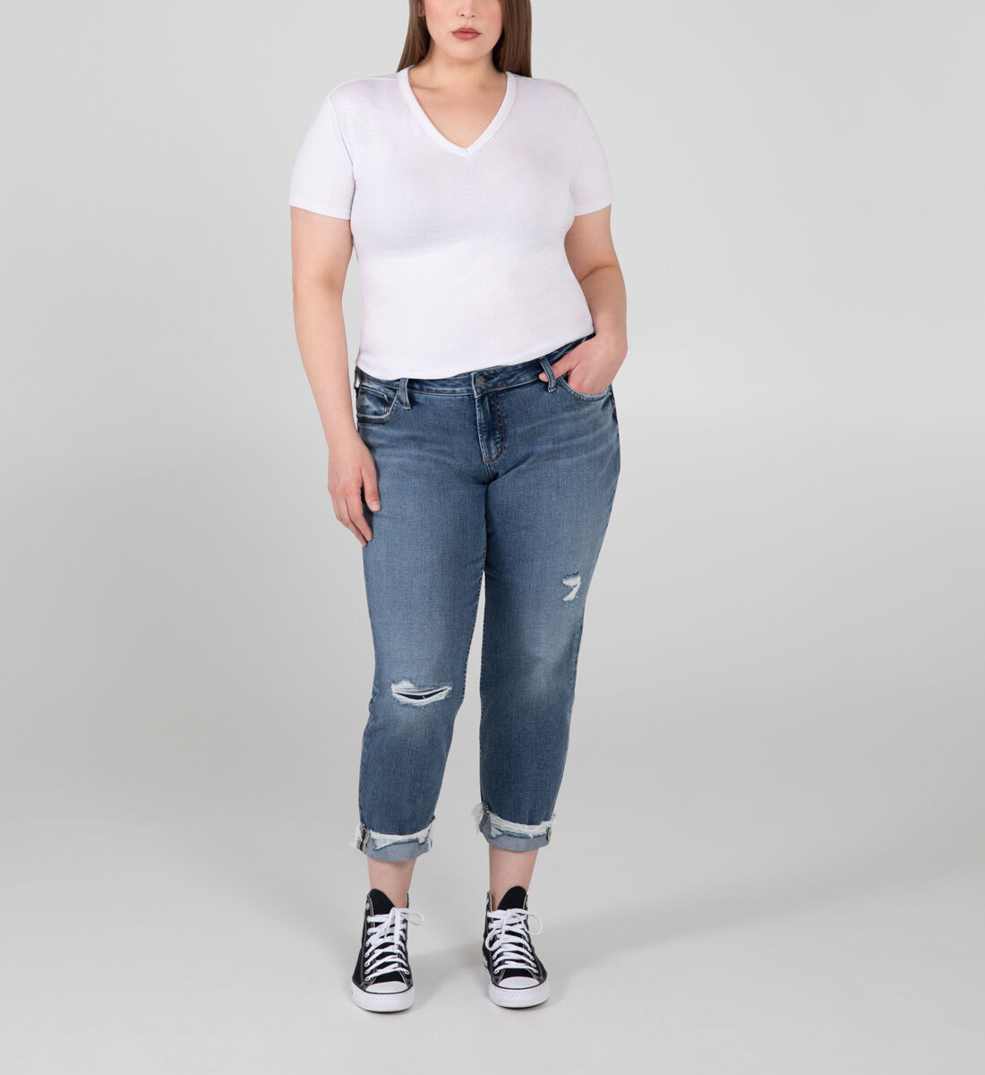 Buy Boyfriend Mid Rise Slim Leg Jeans Plus Size for USD 84.00