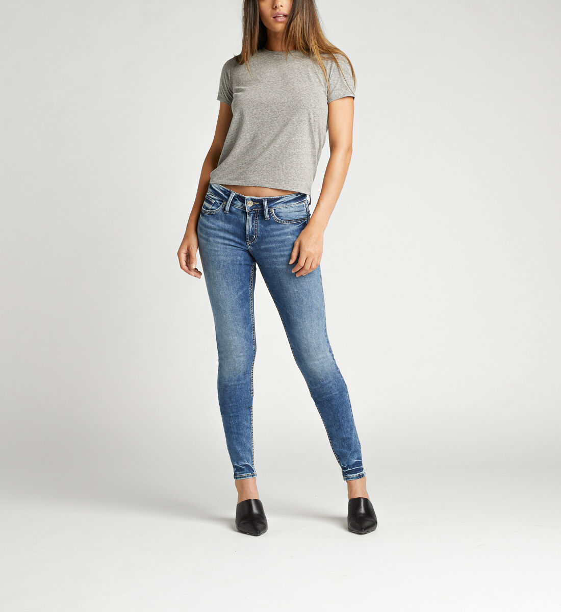 Suki Mid Rise Skinny Jeans Front