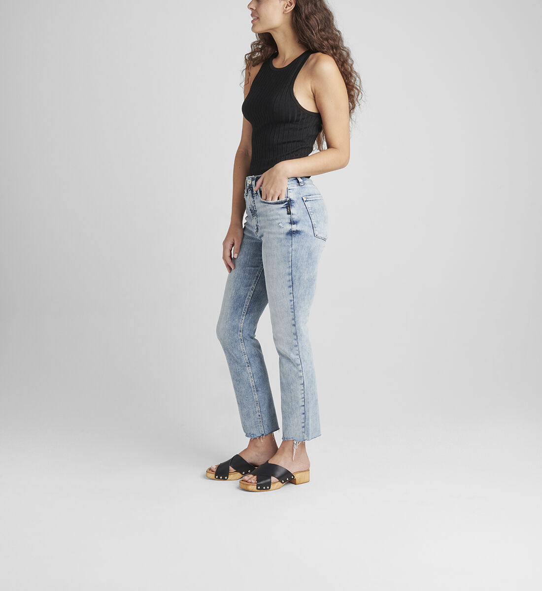 Buy High Note High Rise Straight Crop Jeans for USD 78.00 Silver Jeans US New