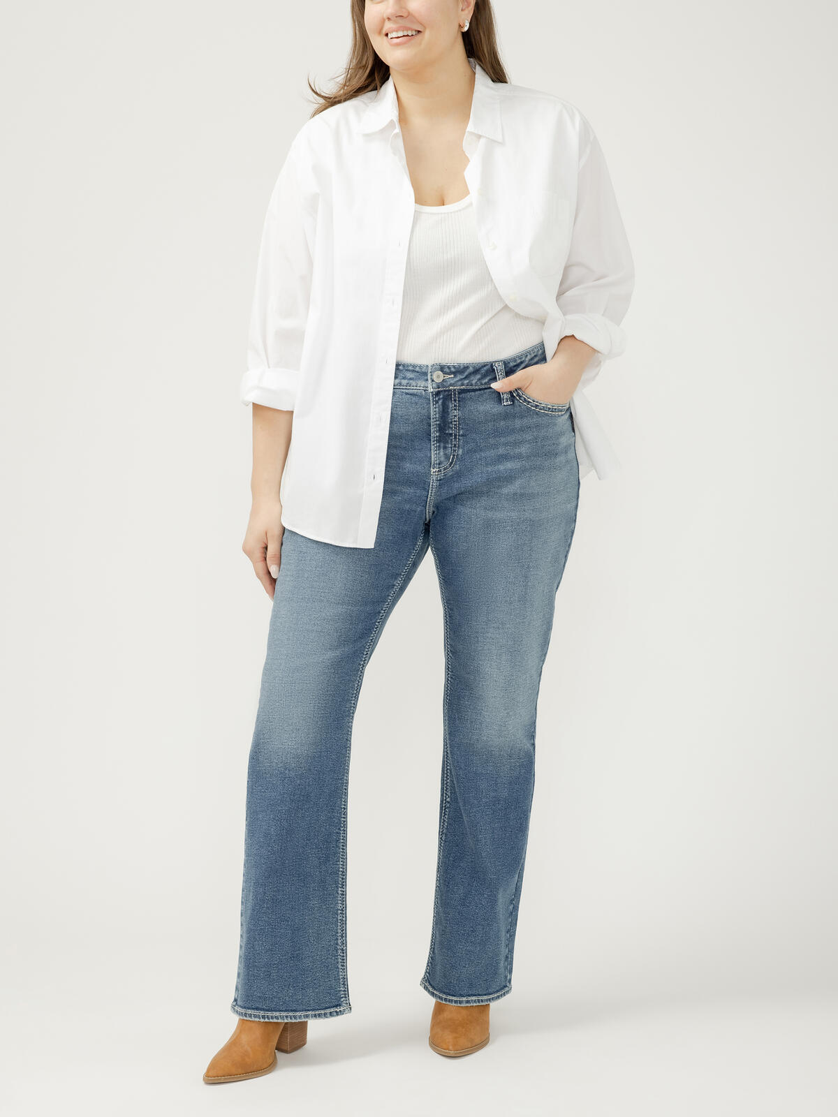 Suki Mid Rise Slim Bootcut Jeans Plus Size, , hi-res image number 0