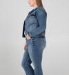 Notched Crop Denim Jacket Plus Size - Eco-Friendly Fabric, , hi-res image number 2