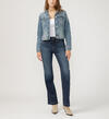 Notched Crop Jean Jacket, , hi-res image number 0