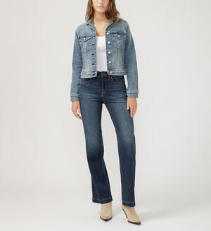Notched Crop Jean Jacket