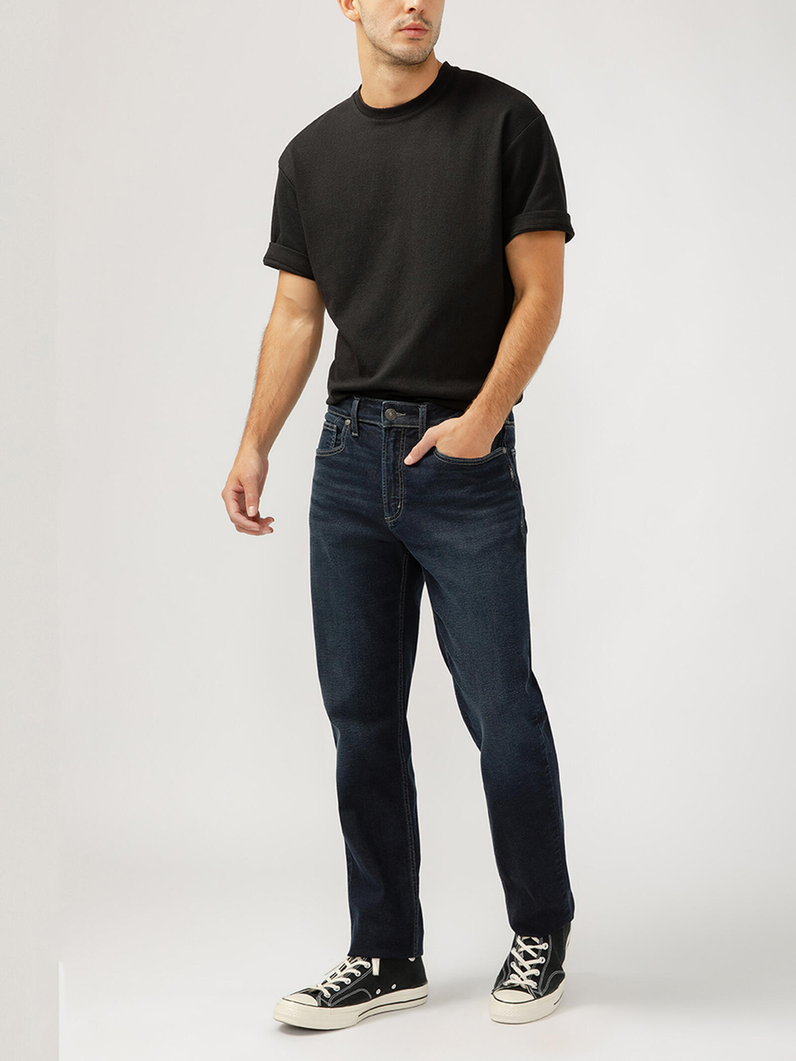 Buy Eddie Classic Athletic Fit Tapered Leg Jeans for USD 84.00 Silver