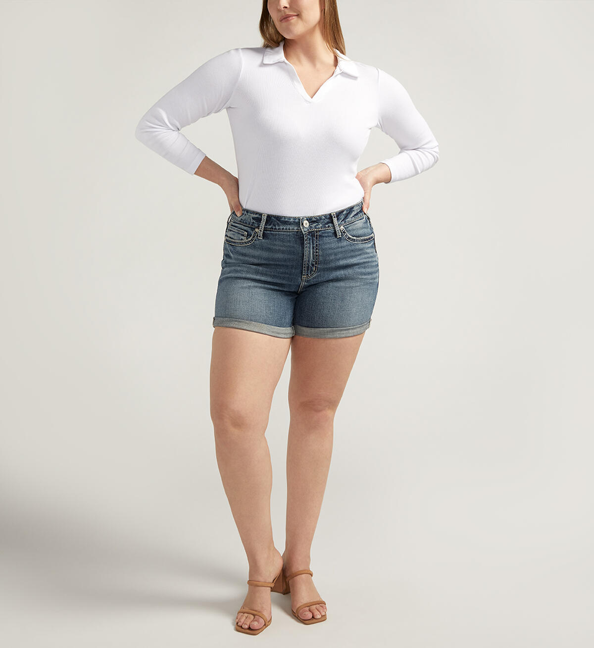 Suki Mid Rise Shorts Plus Size, , hi-res image number 0