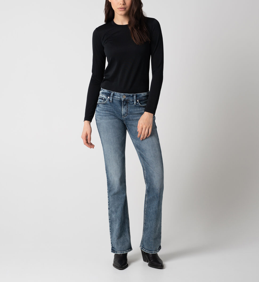 Elyse Mid Rise Slim Bootcut Jeans Front