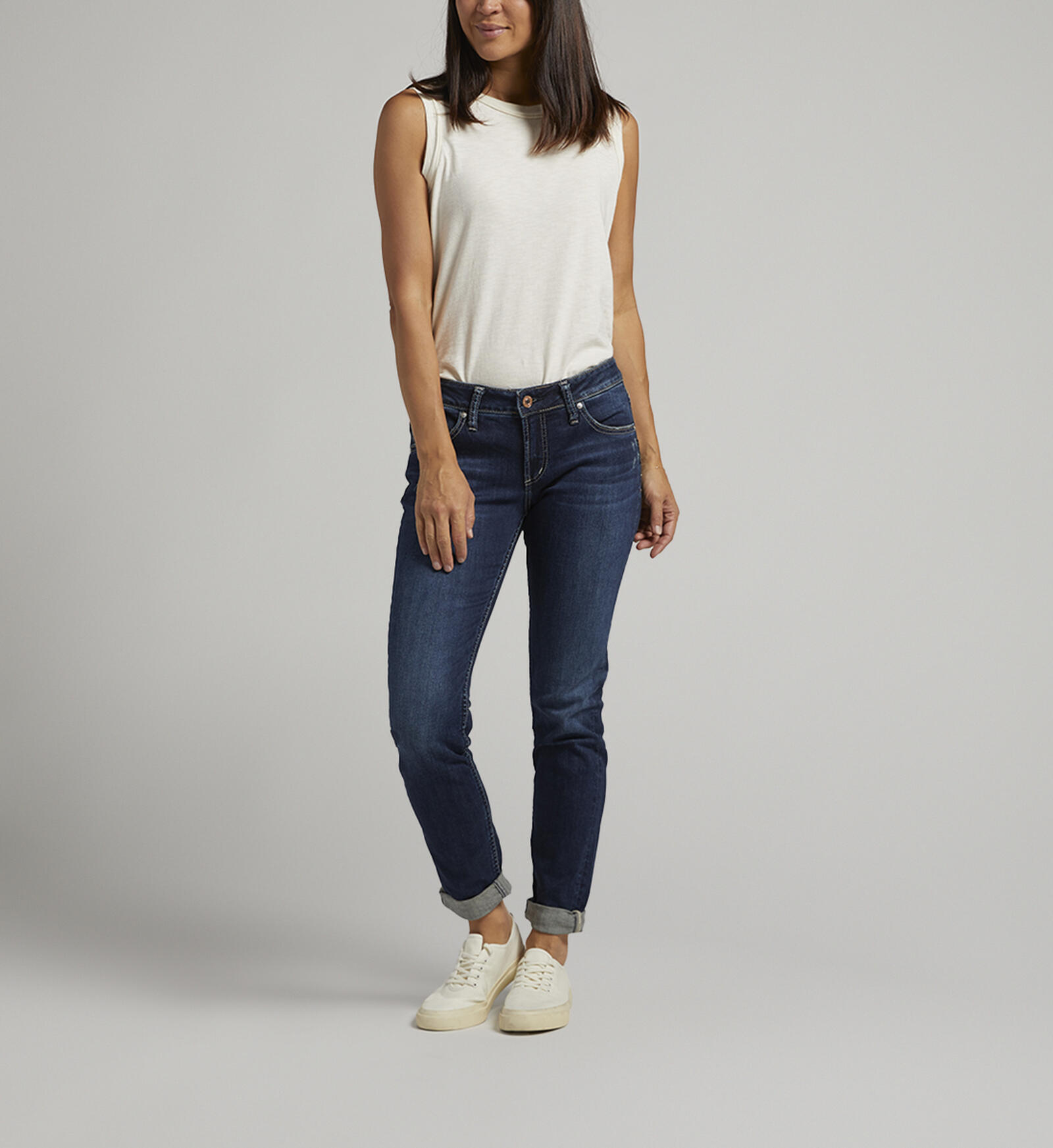 Buy Boyfriend Mid Rise Slim Leg Jeans for USD 84.00 | Silver Jeans US New