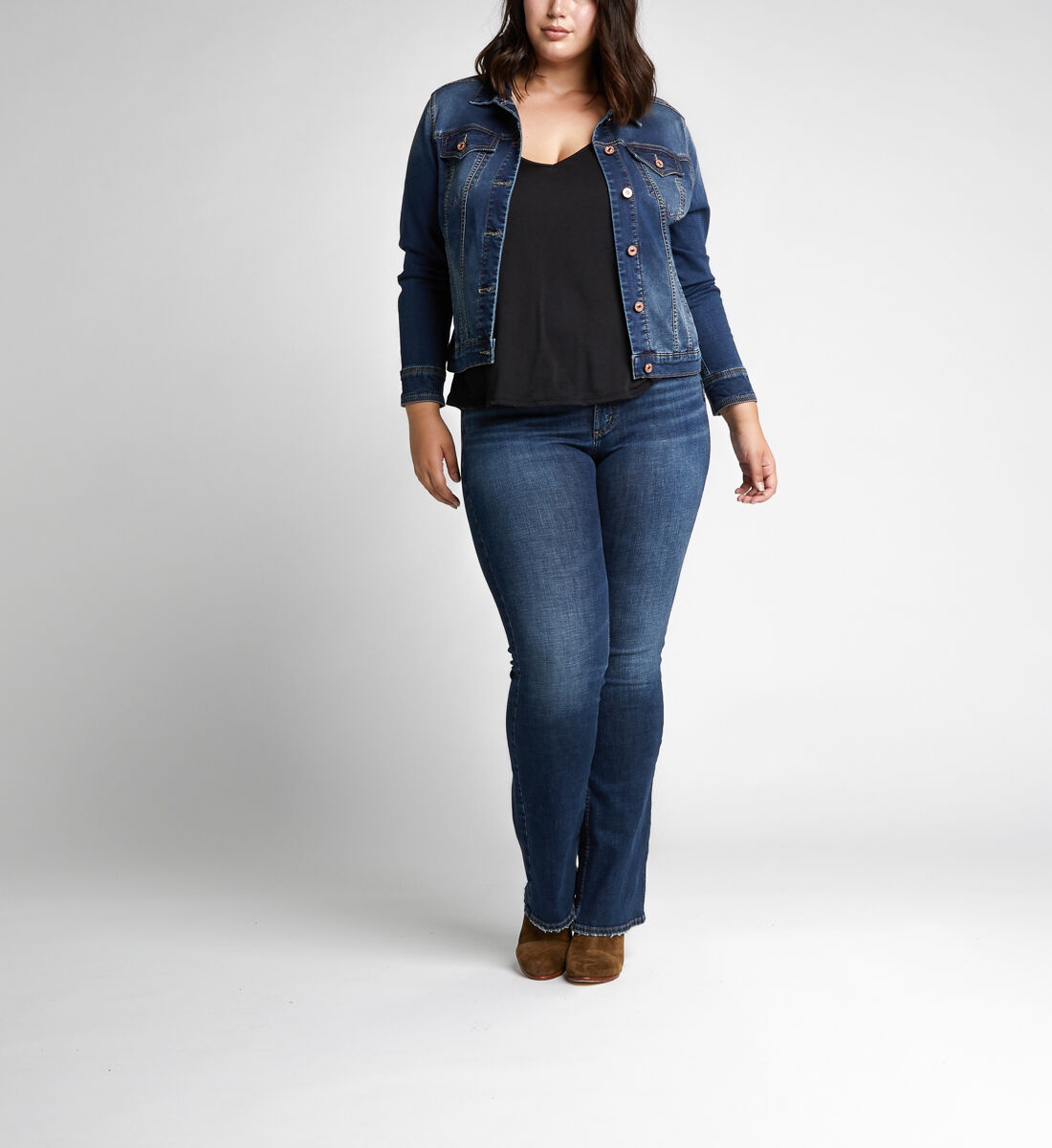 Plus size shop stretch denim jacket