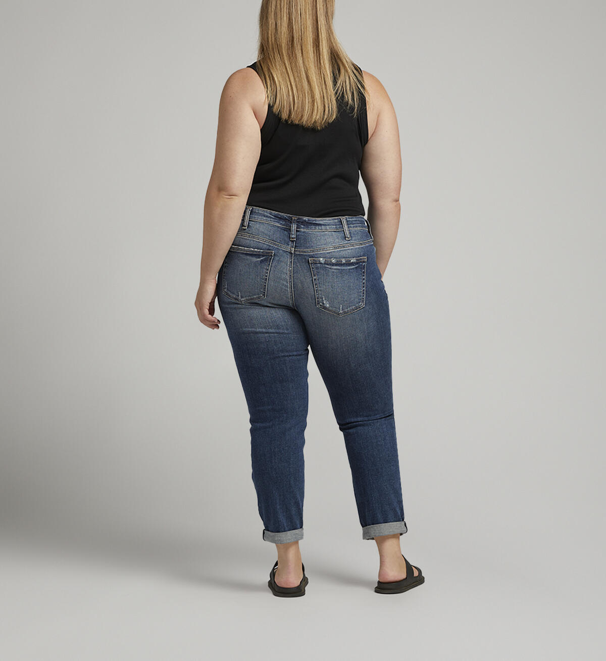 Boyfriend Mid Rise Slim Leg Jeans Plus Size, Indigo, hi-res image number 1