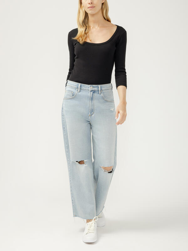 Be Easy High Rise Wide Leg Cropped Jeans