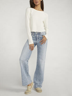Highly Desirable High Rise Trouser Leg Jeans