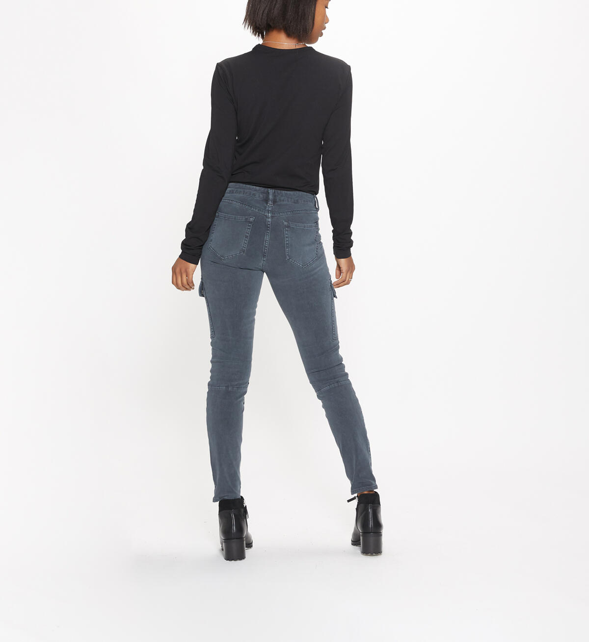 Skinny Cargo Mid Rise Color Wash, Charcoal, hi-res image number 1