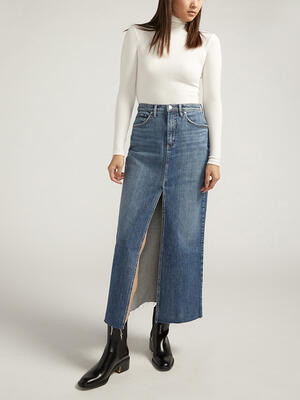 Front-Slit Maxi Jean Skirt