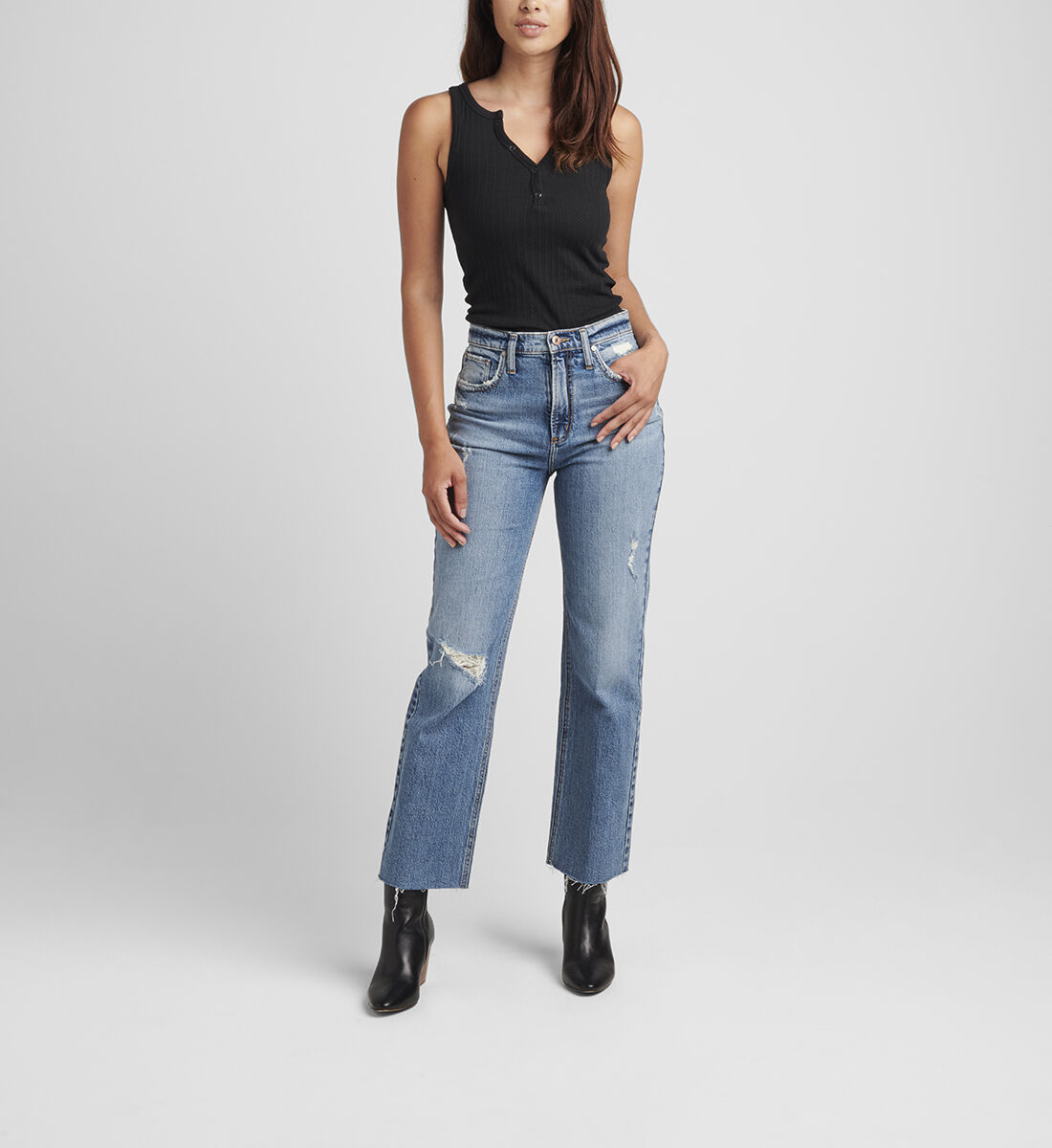 High rise straight leg cheap jeans
