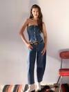 Denim Button Front Corset image number 3