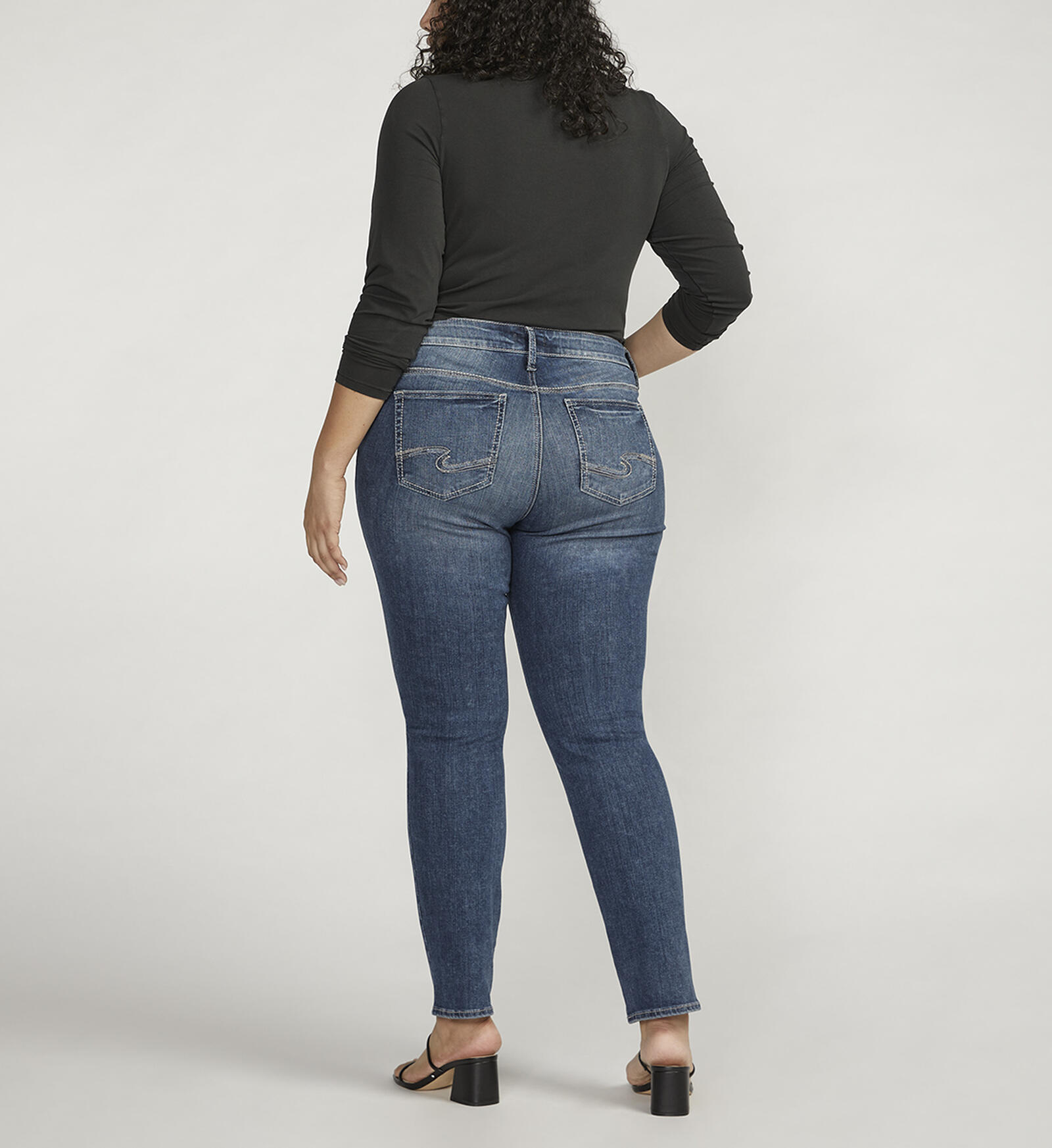 Buy Elyse Mid Rise Straight Leg Jeans Plus Size for USD 74.00