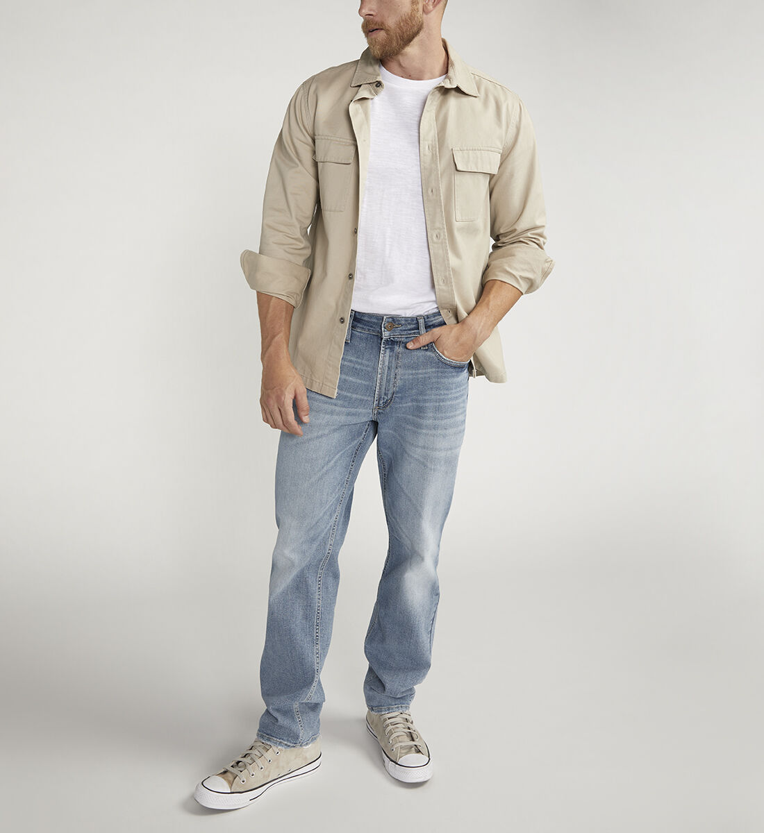 Buy Eddie Athletic Fit Tapered Leg Jeans for USD 52.00 Silver