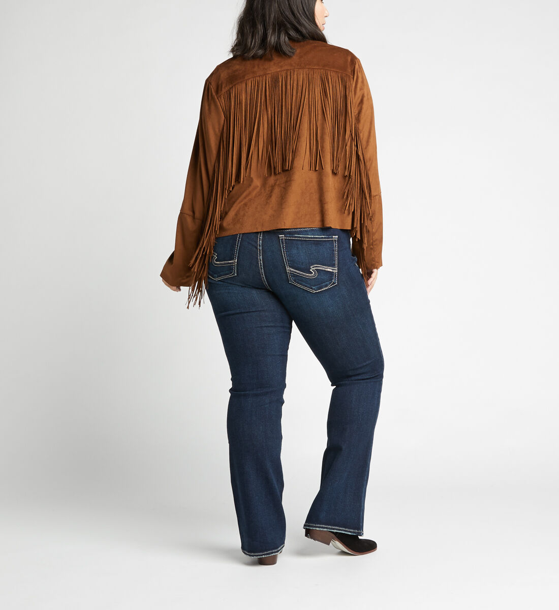 plus size fringe jacket