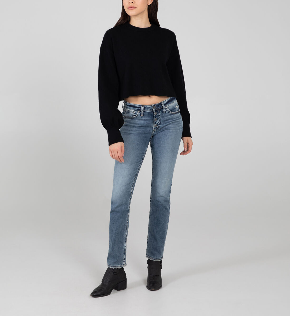 Most Wanted Mid Rise Straight Leg Jeans Front