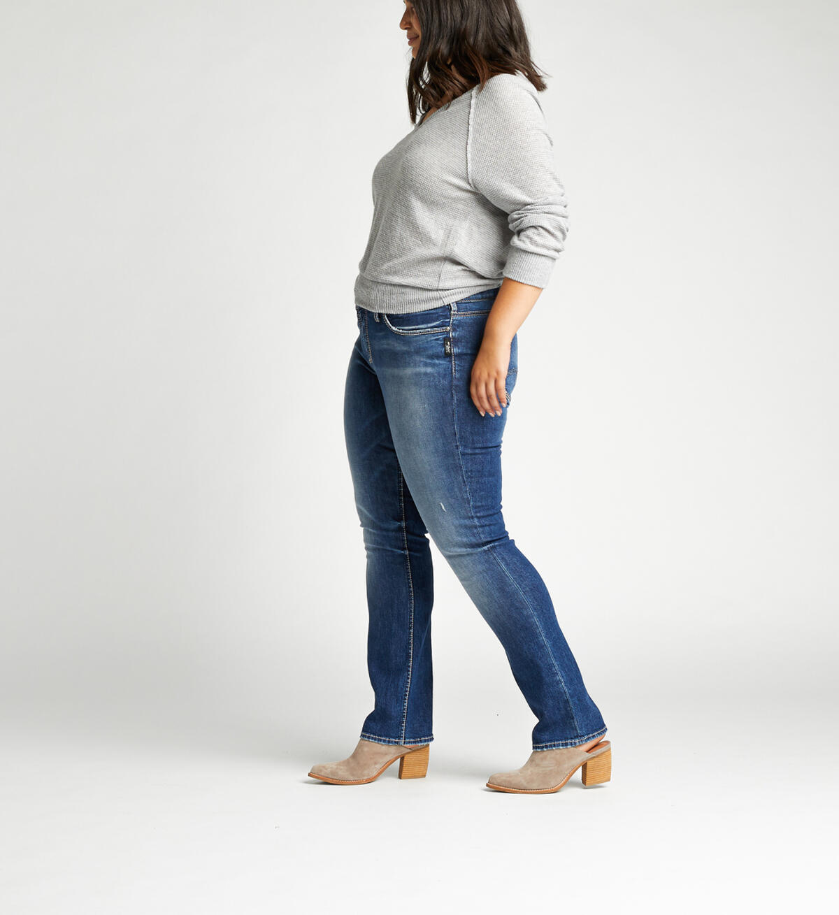 Suki Mid Rise Straight Jeans Plus Size, Indigo, hi-res image number 2