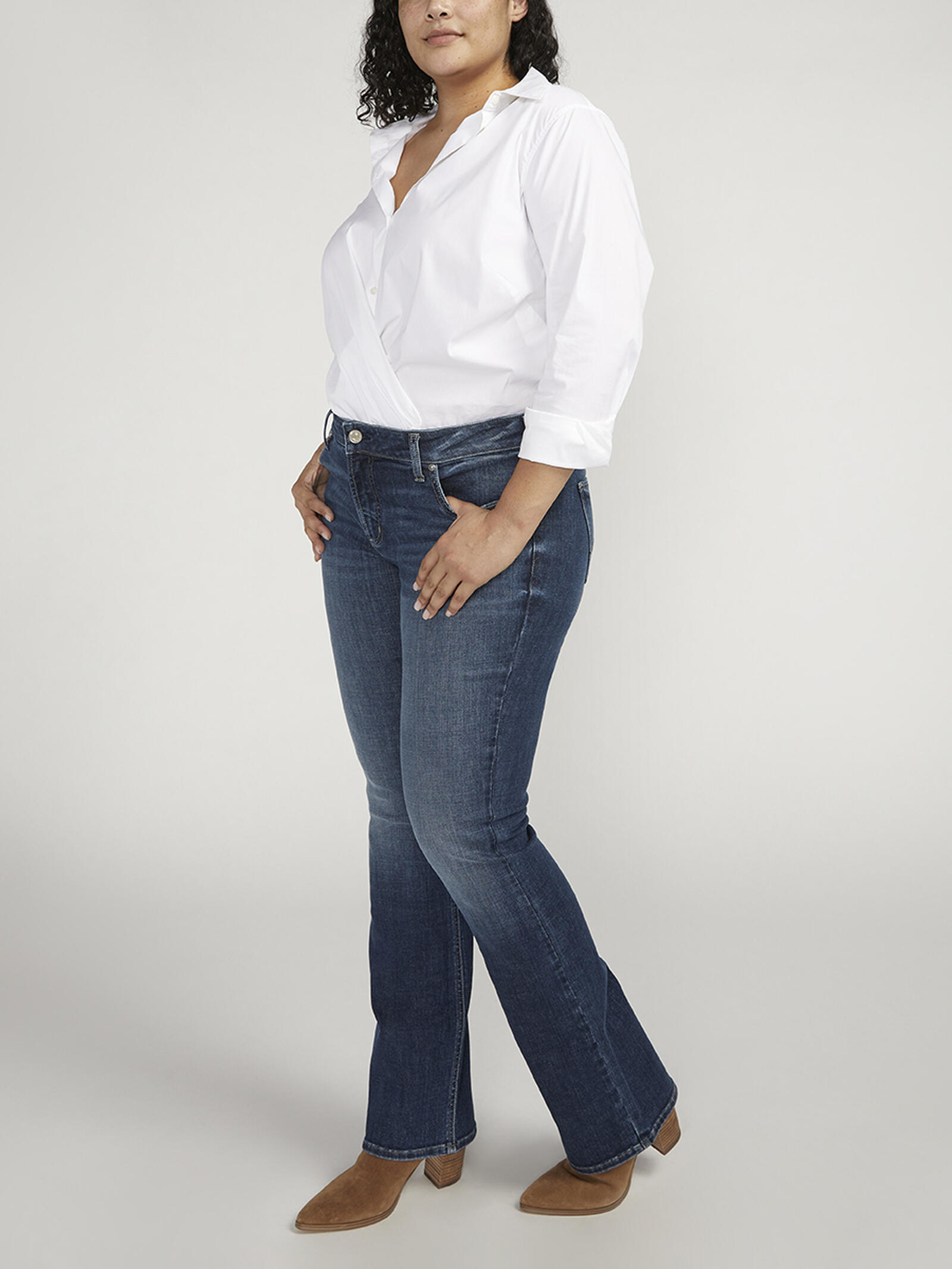 Buy Elyse Mid Rise Slim Bootcut Jeans Plus Size for USD