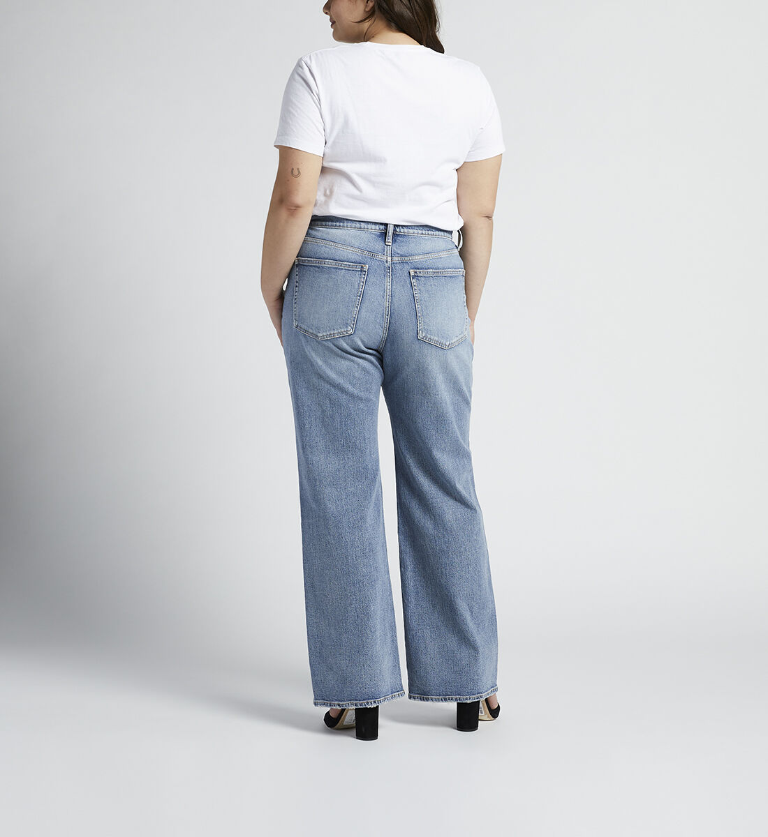 Highly Desirable High Rise Trouser Leg Jeans Plus Size Back