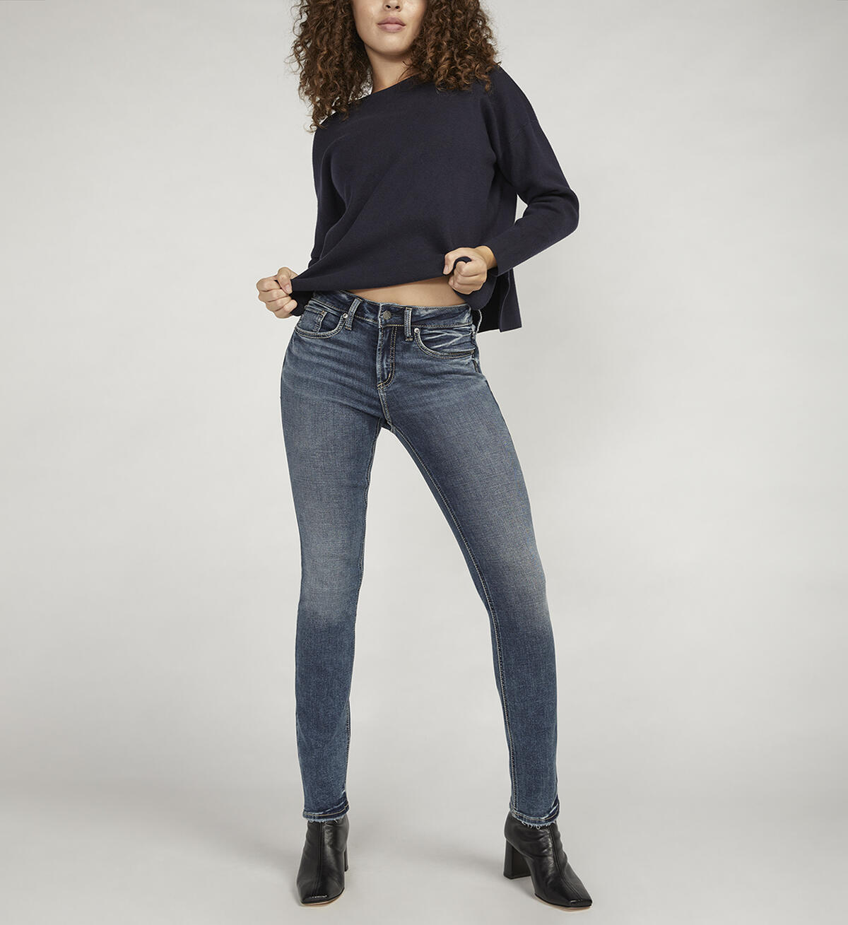 Suki Mid Rise Straight Leg Jeans, Indigo, hi-res image number 3