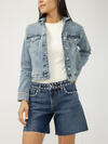 Notched Crop Jean Jacket image number 3