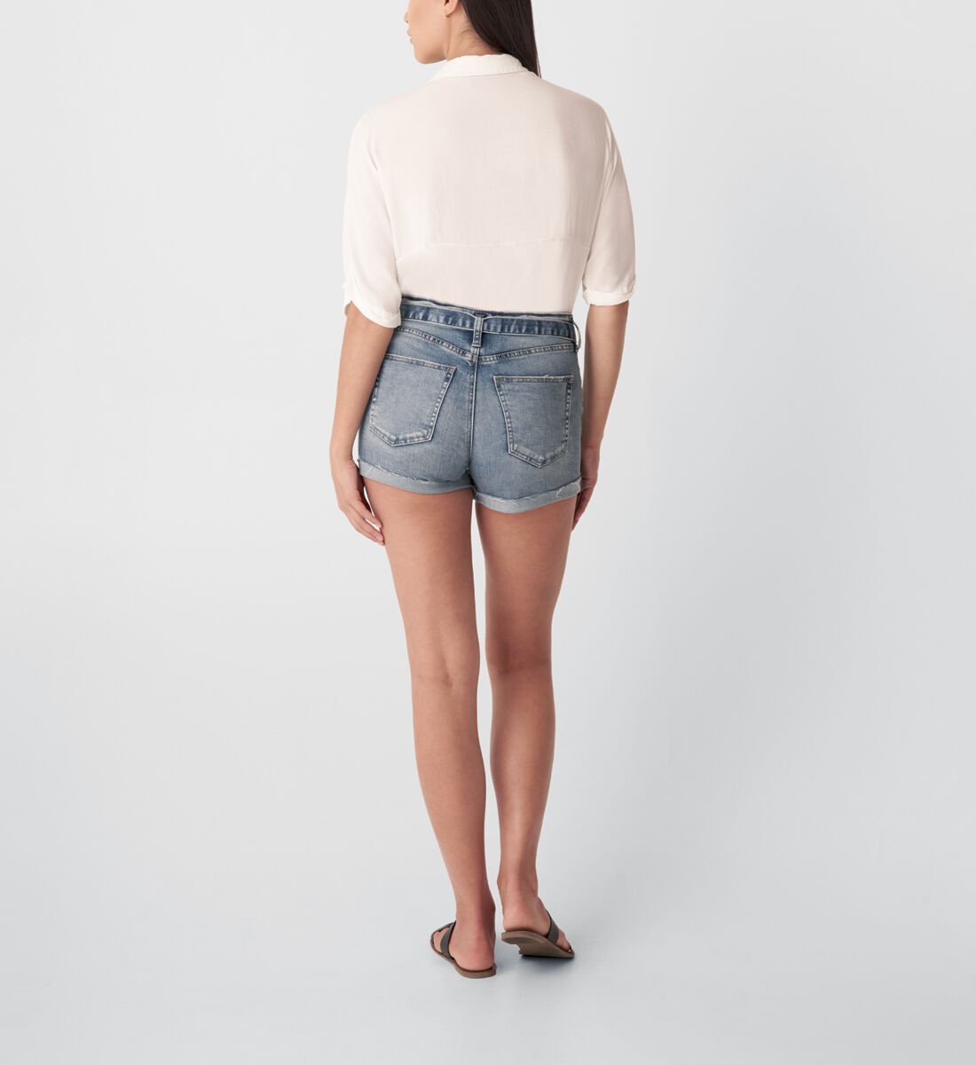 silver jean shorts