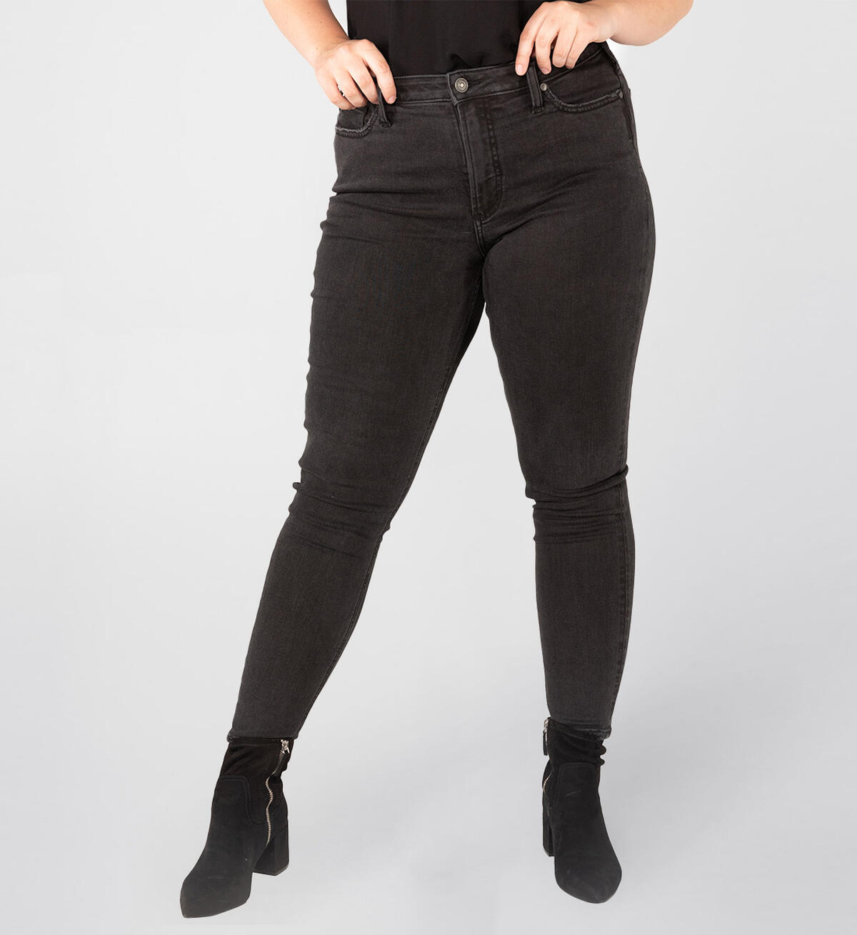 Buy High Note High Rise Skinny Jeans Plus Size for USD 69.00 | Silver