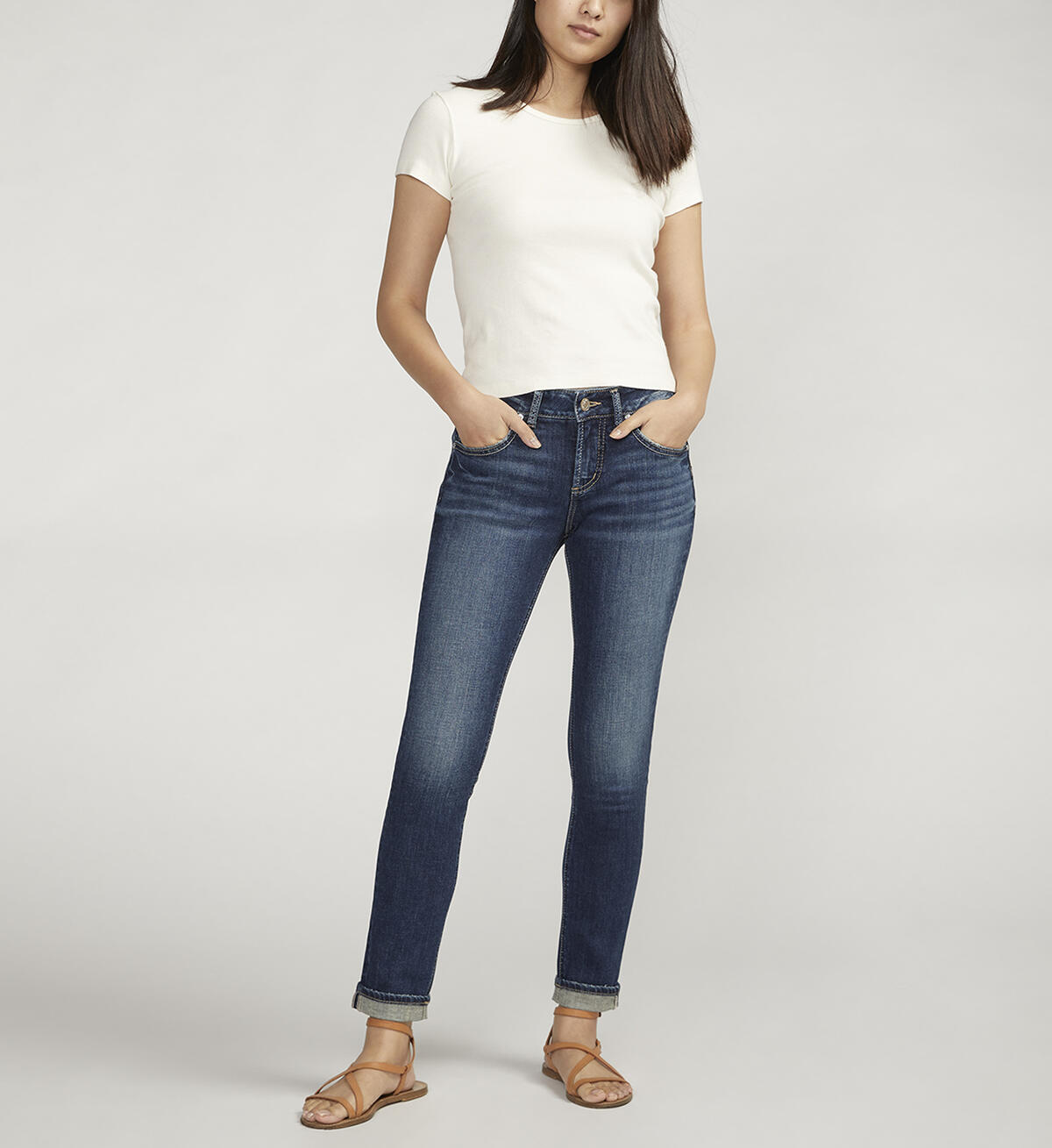Girlfriend Mid Rise Slim Leg Jeans, , hi-res image number 0