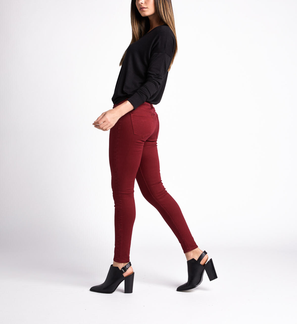 Most Wanted Mid Rise Skinny Leg Pants, Red, hi-res image number 2