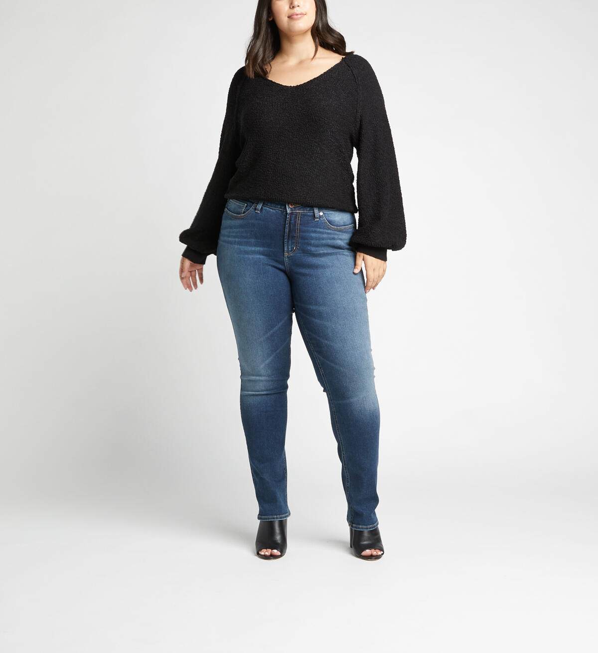 Avery High Rise Straight Jeans Plus Size, Indigo, hi-res image number 0