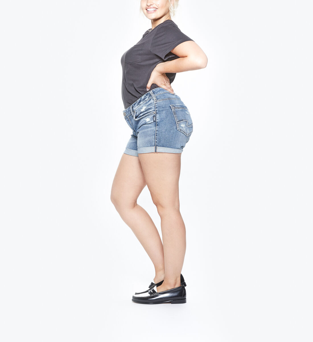 Silver jean shorts hotsell plus size