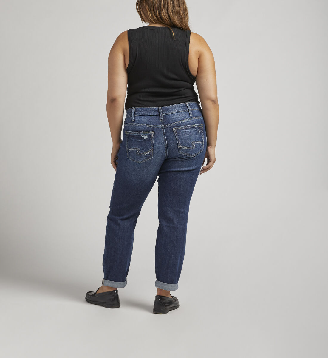 Buy Boyfriend Mid Rise Slim Leg Jeans Plus Size for USD 78.00