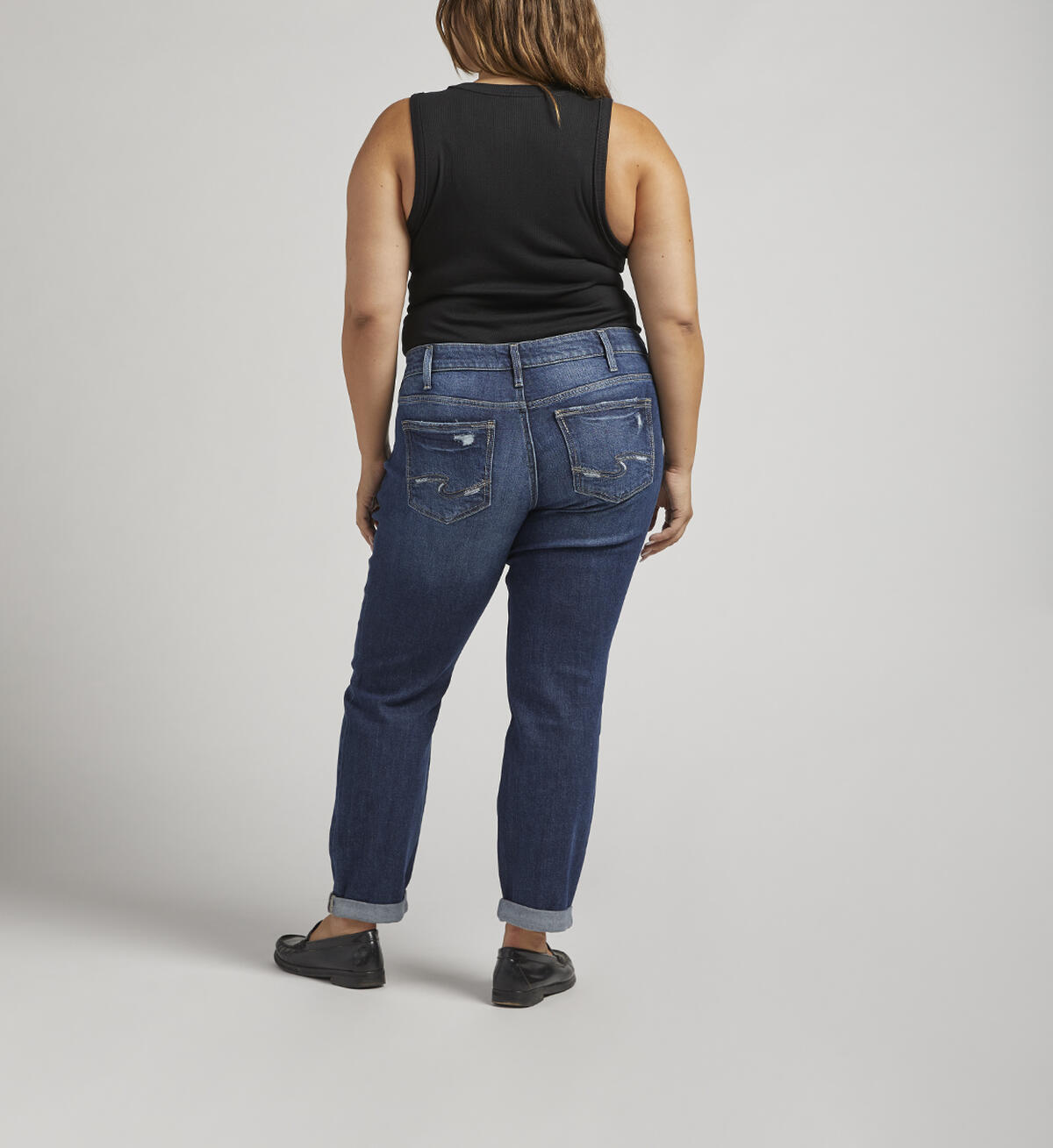Boyfriend Mid Rise Slim Leg Jeans Plus Size, Indigo, hi-res image number 1